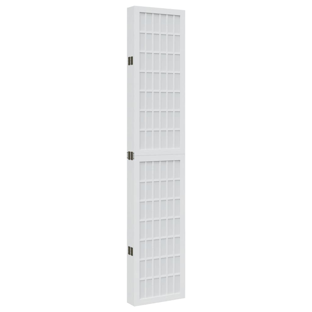 Room Divider 6 Panels White Solid Wood Paulownia